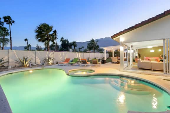 Lush Backyard with Pool and Spa in Palm Springs